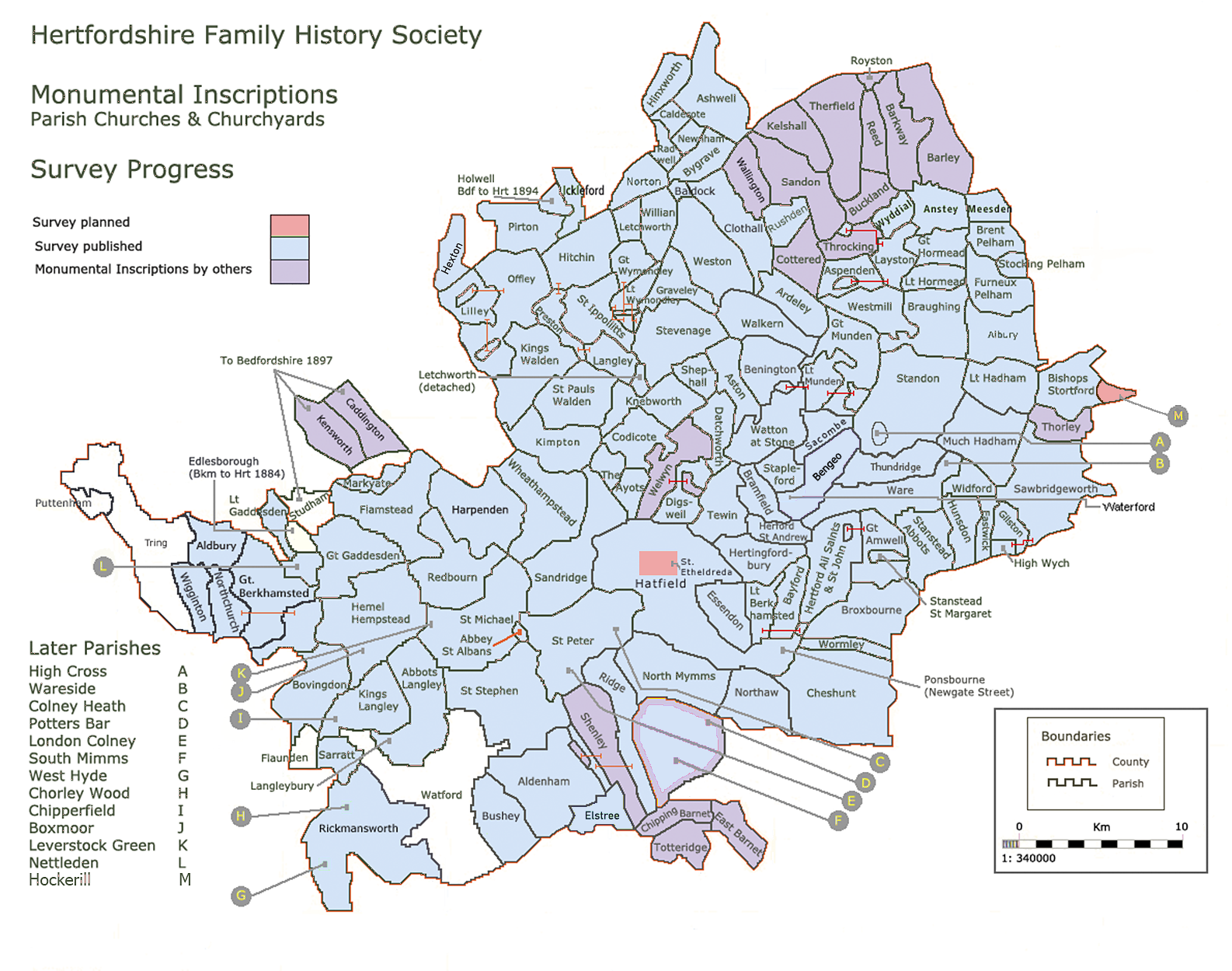 Monumental inscriptions map